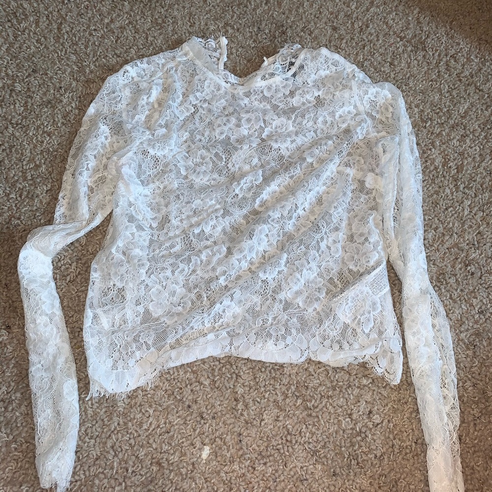 White lace floral over shirt